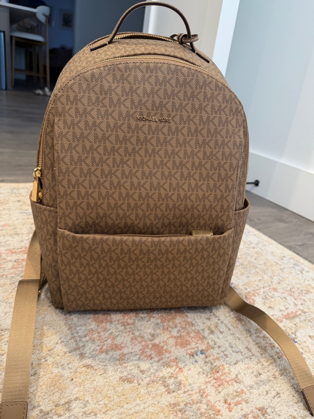 Michael Kors Tan/Brown Signature Logo Backpack